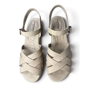 Easy Works by Easy Street Women Beige Slip Resistant Comfort Sandals 9.5W 201166